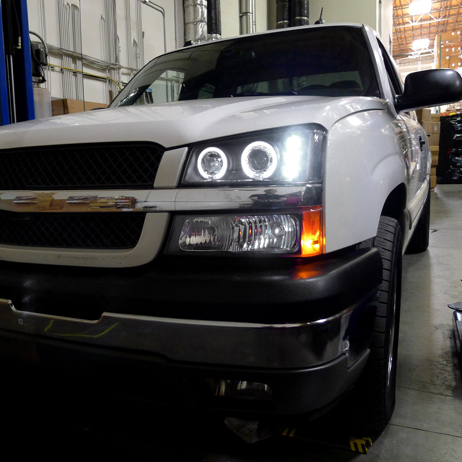 2002-2007 Chevrolet Silverado/Avalanche Bumper Lights (Matte Black Housing/Clear Lens)