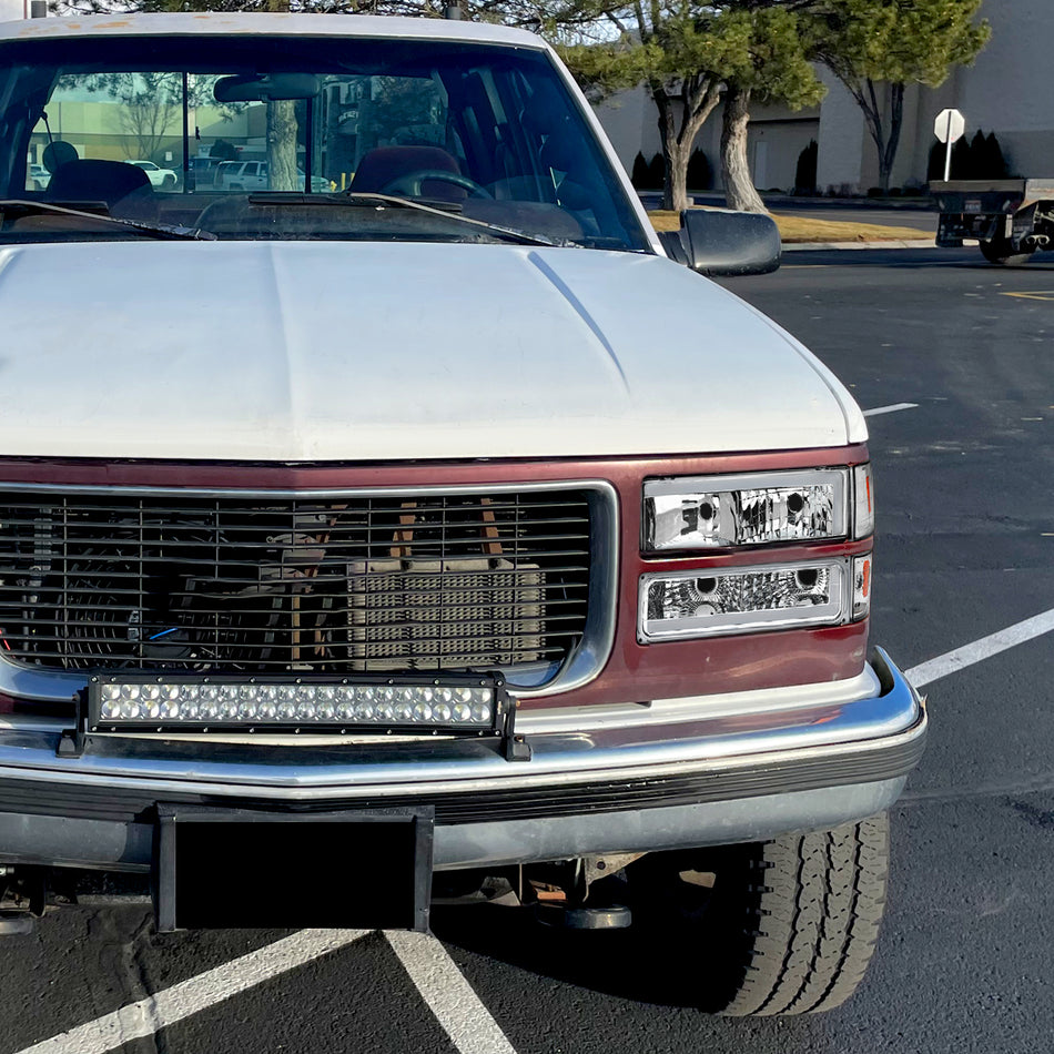 1994-1998 GMC C10 / C/K / Suburban / Sierra / Yukon  LED Bar Factory Style Headlights, Corner Lights, and Bumper Lights (Chrome Housing/Clear Lens)