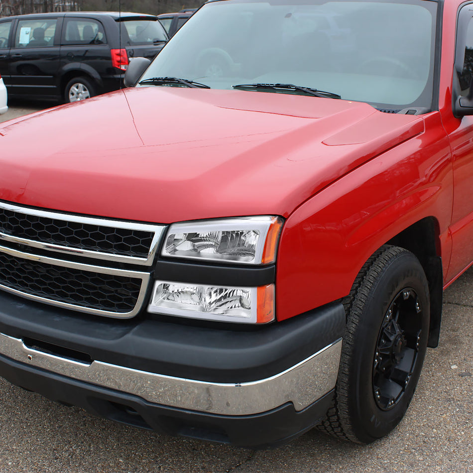 2002-2006 Chevrolet Avalanche/ 2003-2007 Silverado LED Bar Factory Style Headlights & Bumper Lights (Chrome Housing/Clear Lens)