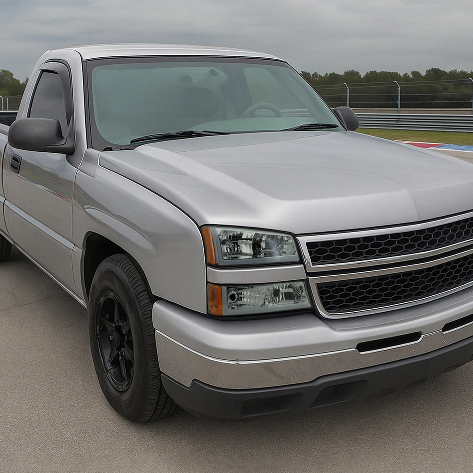 2003-2007 Chevrolet Silverado /2002-2006 Chevrolet Avalanche LED Bar Factory Style Headlights (Chrome Housing/Light Smoked lens)