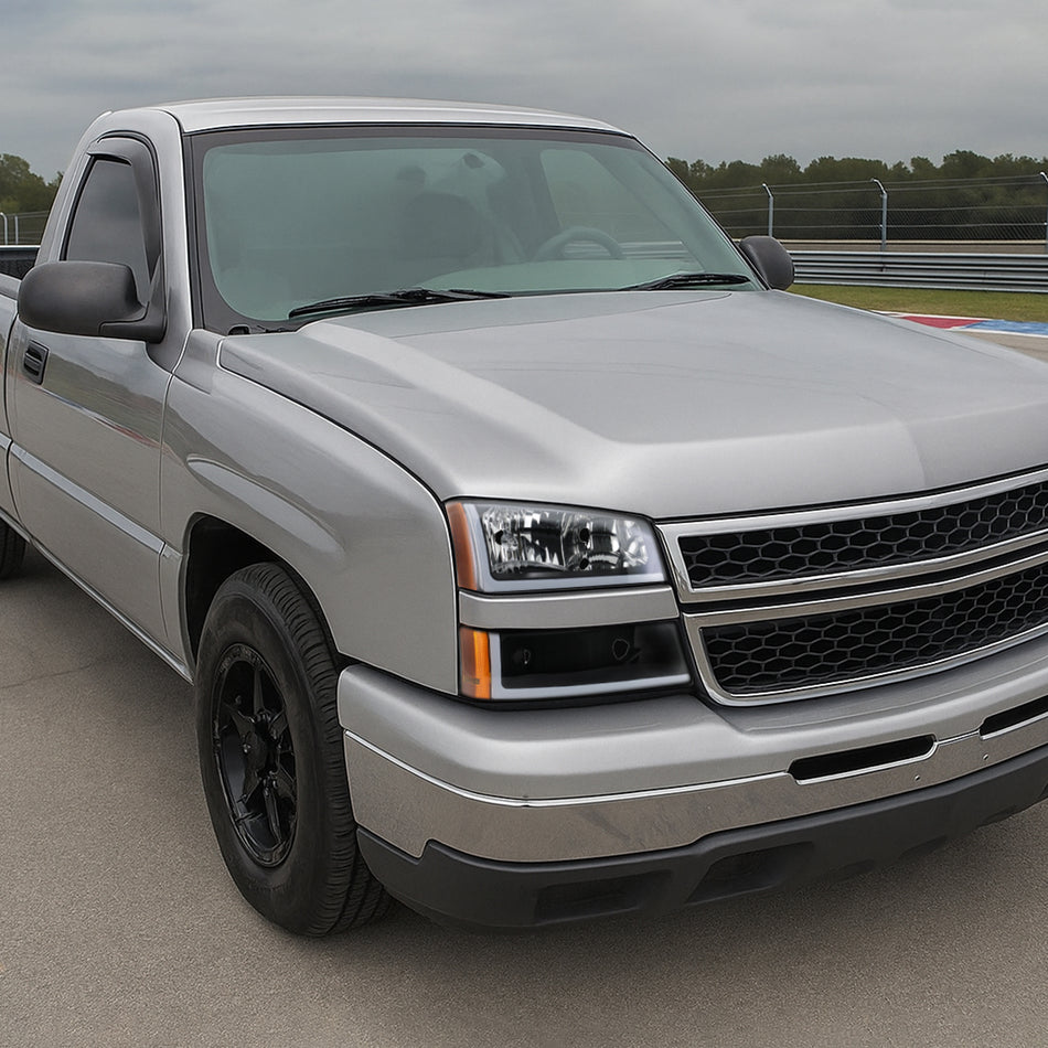 2003-2007 Chevrolet Silverado /2002-2006 Chevrolet Avalanche LED Bar Factory Style Headlights (Matte Black Housing/Clear lens)