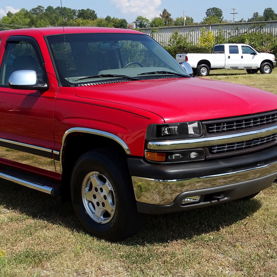 1999-2002 Chevrolet Silverado/ 2000-2006 Tahoe/Suburban Factory Style Headlights w/ Bumper Light Assembly (Chrome Housing / Smoked Lens)