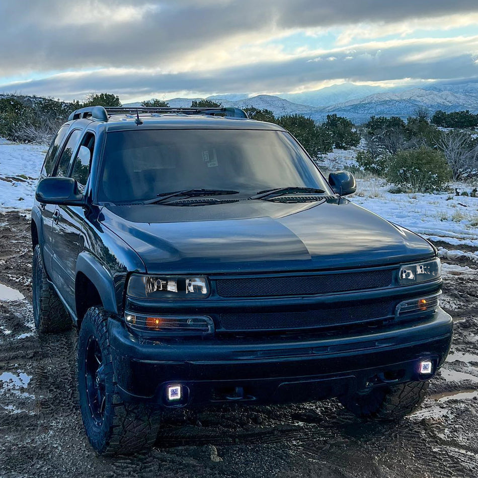 1999-2002 Chevrolet Silverado/ 2000-2006 Suburban/Tahoe Factory Style Headlights with Bumper Corner Signal Lights (Matte Black Housing/Clear Lens)