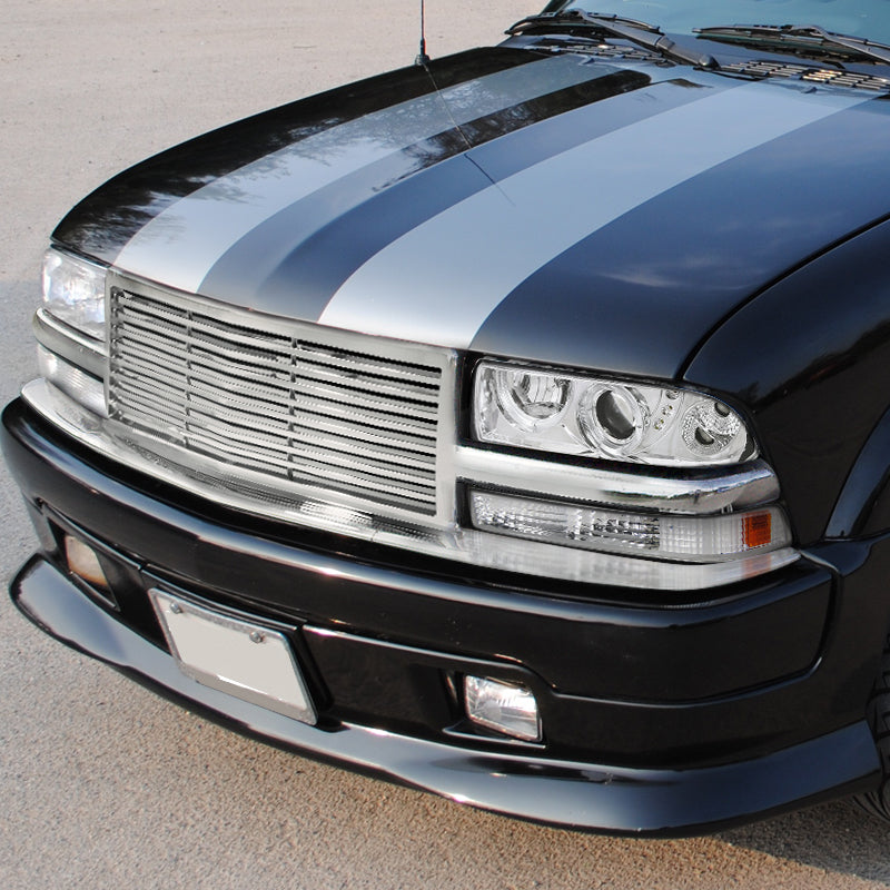 1998-2004 Chevrolet S10 Blazer Dual Halo Projector Headlights w/ Bumper Lights (Chrome Housing/Clear Lens)