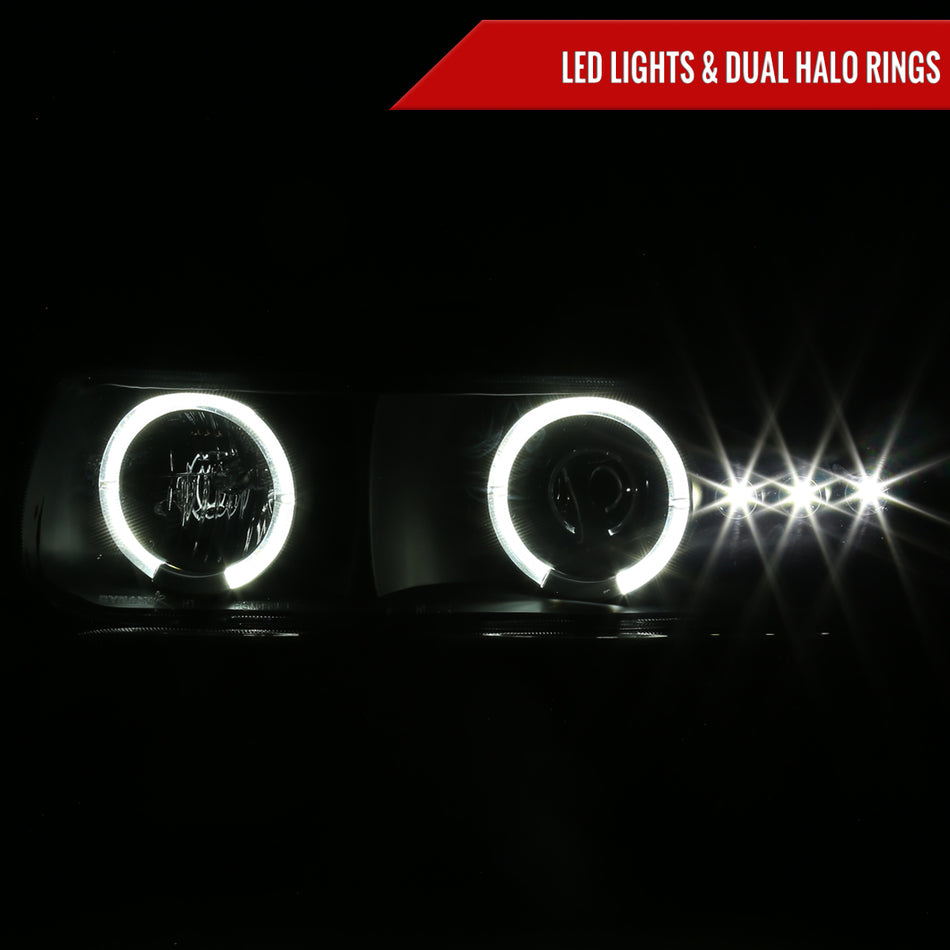 1999-2002 Chevrolet Silverado/ 2000-2006 Tahoe Suburban Dual Halo Projector Headlights w/ Bumper Lights (Black Housing/Smoked Lens)