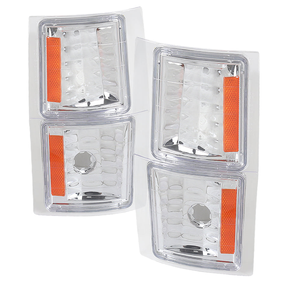 1994-1999 Chevrolet C/K Silverado/Tahoe/Suburban Corner Lights (Chrome Housing/Clear Lens)