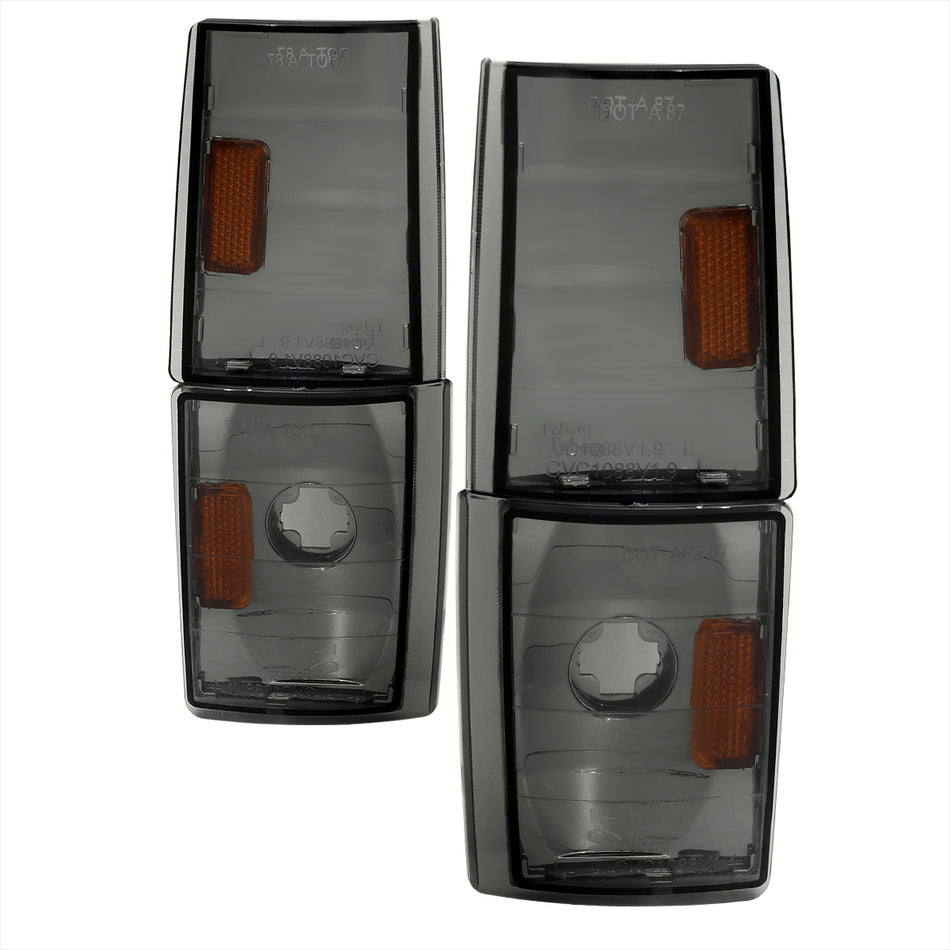 1988-1993 Chevy C/K Silverado GMC Sierra Yukon Smoked Corner Lights (Chrome Housing/Smoked Lens)