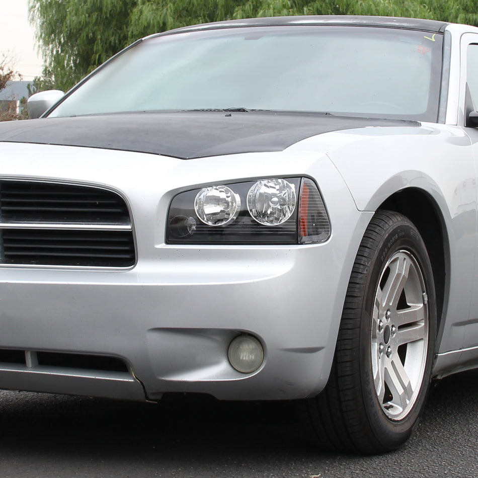 2006-2010 Dodge Charger Factory Style Headlights w/ Corner Lights (Matte Black Housing/Clear Lens)