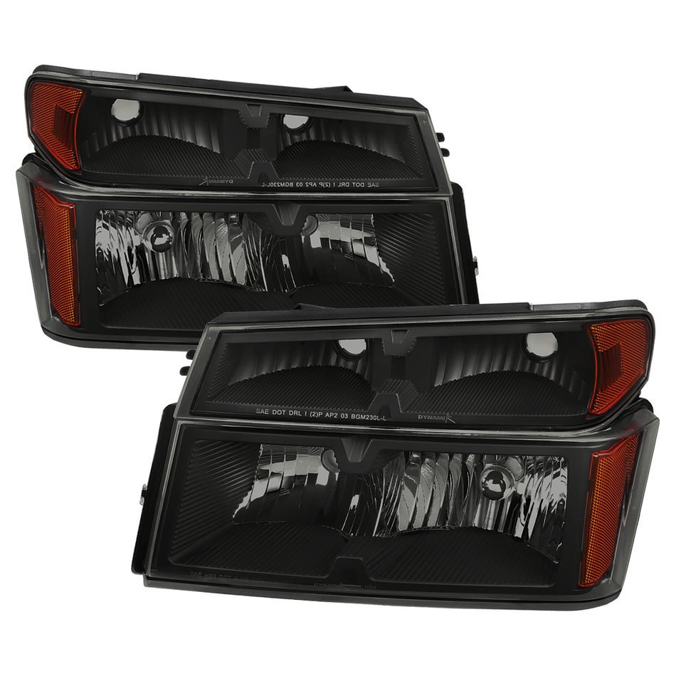 2004-2012 Chevrolet Colorado/GMC Canyon/Isuzu I-Series Factory Style Headlights & Corner Lights Pair(Matte Black Housing/Smoked Lens)