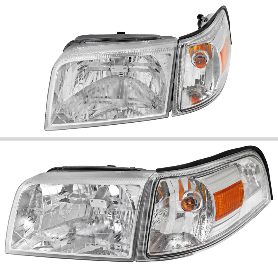 2006-2011 Mercury Grand Marquis Factory Style Headlights and Corner Lamps (Chrome Headlights/Clear Lens)