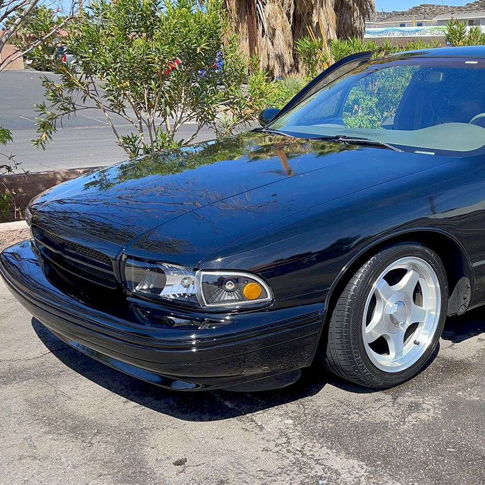 1991-1996 Chevrolet Caprice / 1994-1996 Impala Factory Style Crystal Headlights w/ Corner Signal Lights (Matte Black Housing/Clear Lens)