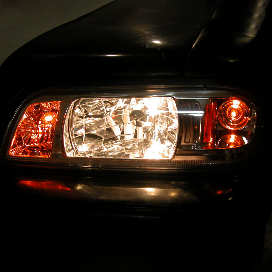 1987-1993 Ford Mustang Factory Style Crystal Headlights (Matte Black Housing/Clear Lens)