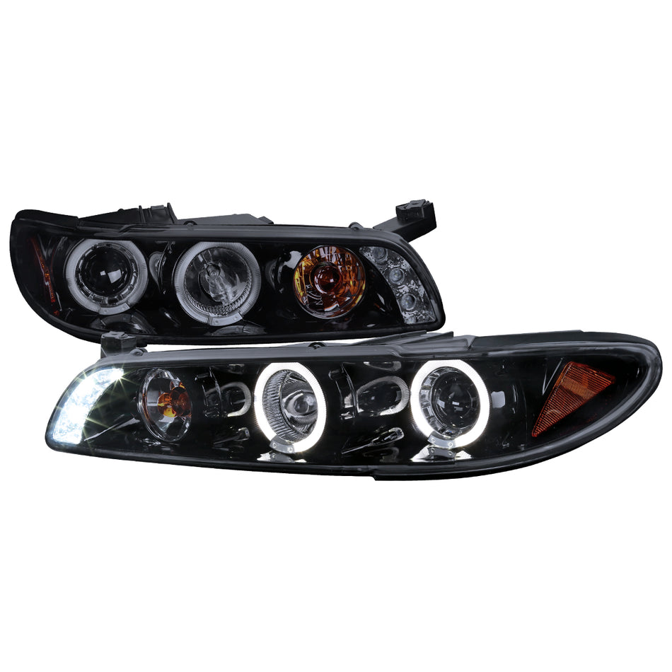 1997-2003 Pontiac Grand Prix Dual Halo Projector Headlights (Glossy Black Housing/Smoked Lens)