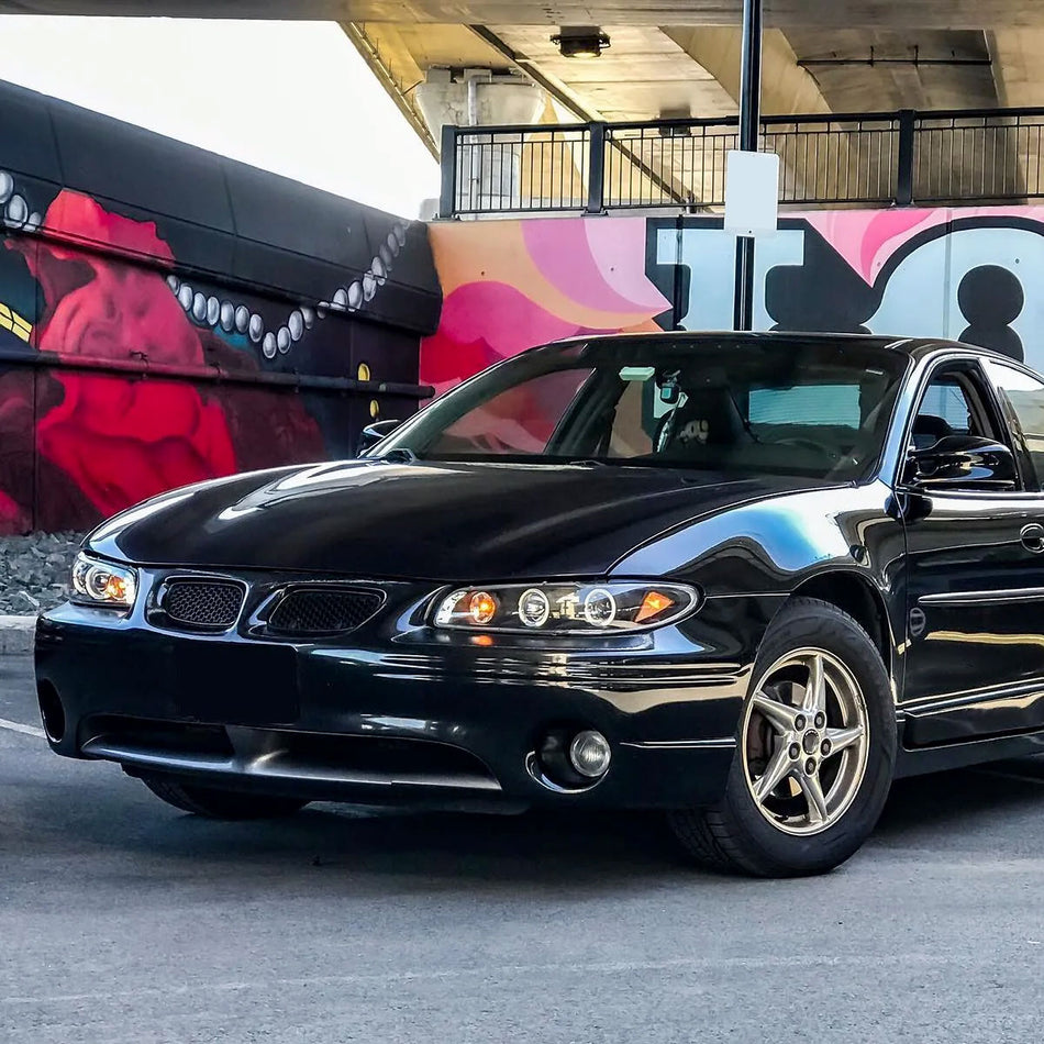 1997-2003 Pontiac Grand Prix Dual Halo Projector Headlights (Matte Black Housing/Clear Lens)