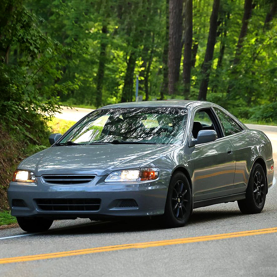 1998-2002 Honda Accord Factory Style Crystal Headlights w/ Amber Reflector (Matte Black Housing/Clear Lens)