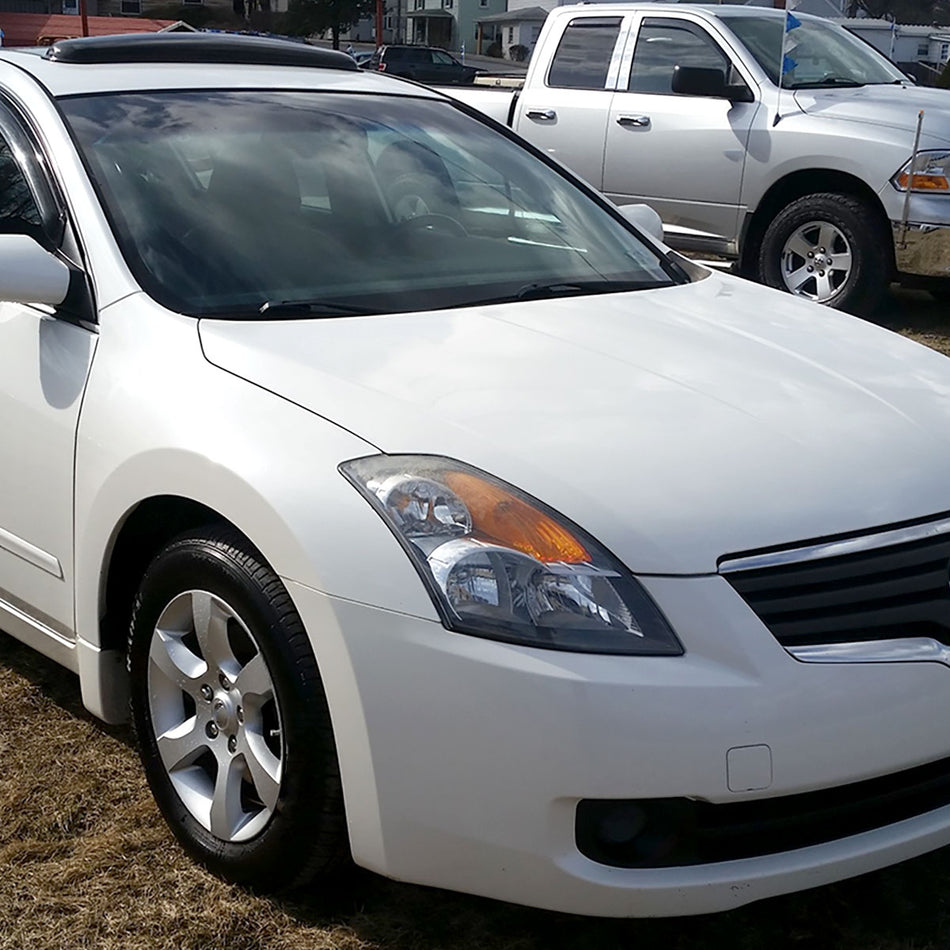 2007-2009 Nissan Altima Sedan Crystal Headlights w/ Amber Reflector (Matte Black Housing/Clear Lens)