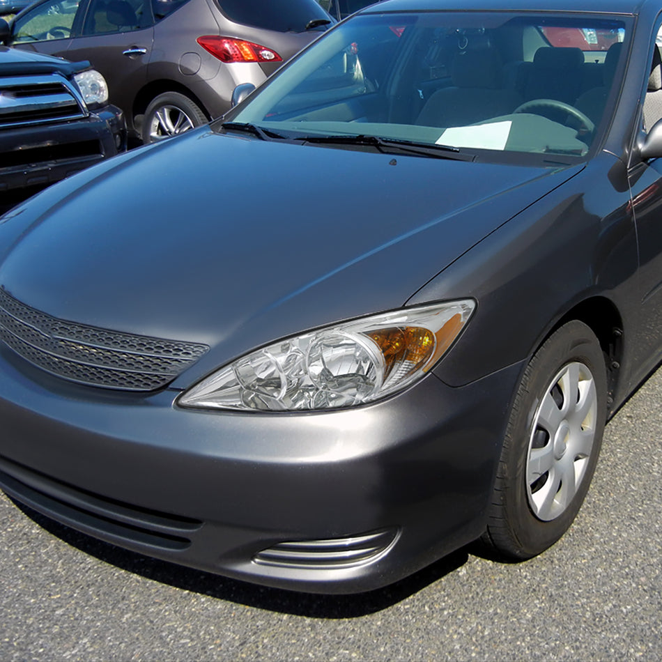 2002-2004 Toyota Camry Factory Style Headlights w/ Amber Reflector (Chrome Housing/Clear Lens)
