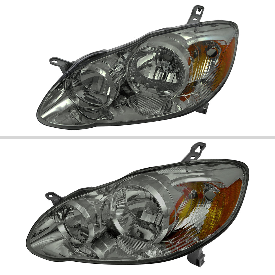 2003-2008 Toyota Corolla Factory Style Headlights (Chrome Housing/Light Smoked Lens)