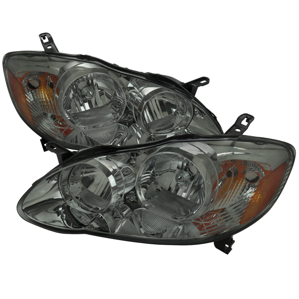 2003-2008 Toyota Corolla Factory Style Headlights (Chrome Housing/Light Smoked Lens)