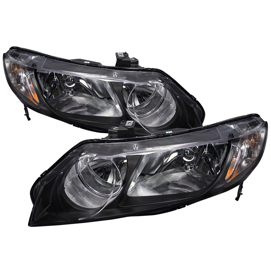2006-2011 Honda Civic Sedan Crystal Headlights (Matte Black Housing/Clear Lens)