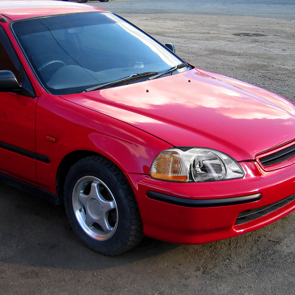 1996-1998 Honda Civic Crystal Headlights (Chrome Housing/Clear Lens)