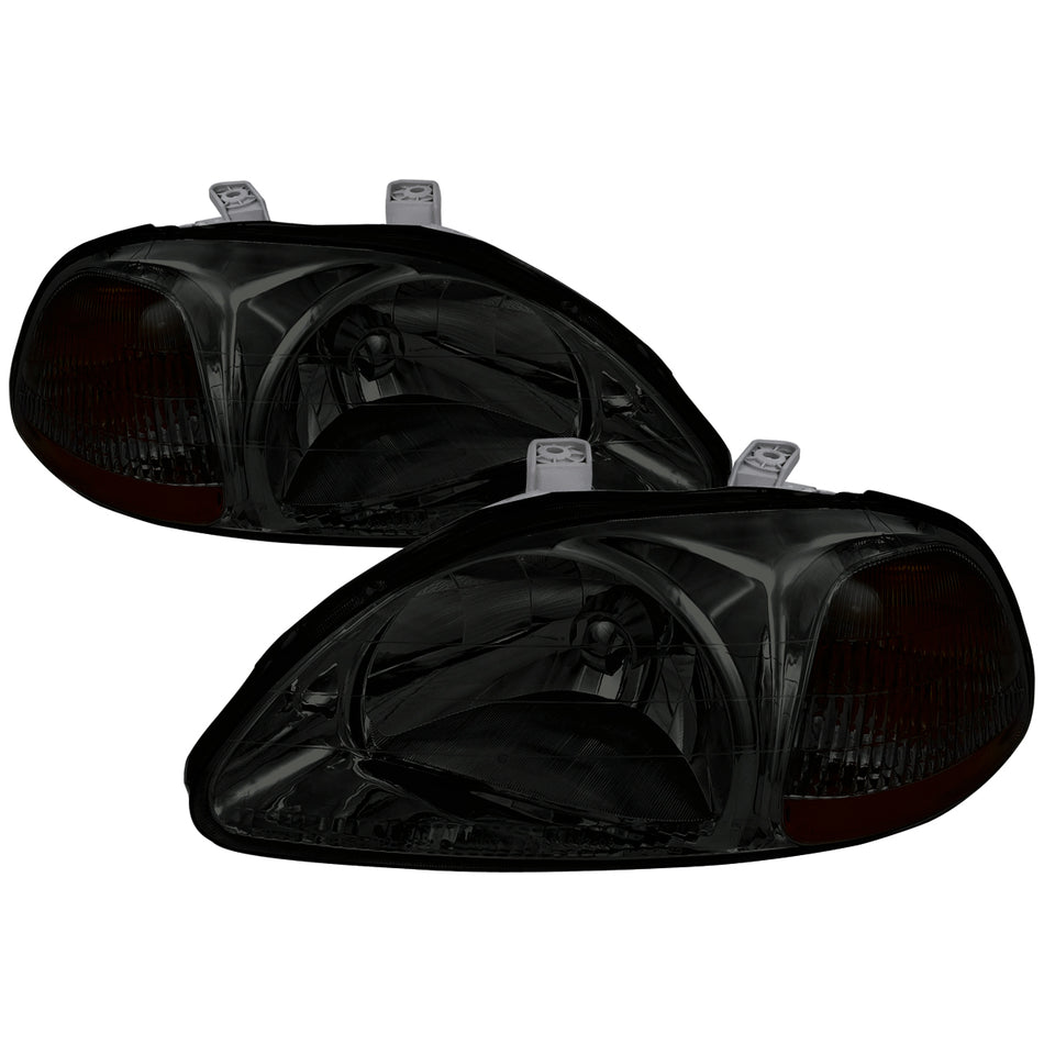 1996-1998 Honda Civic Crystal Headlights (Chrome Housing/Smoked Lens)