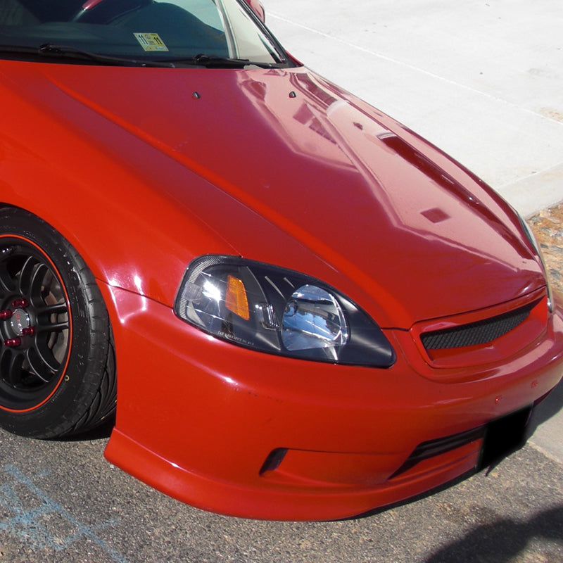 1999-2000 Honda Civic Crystal Headlights w/ Amber Reflector (Matte Black Housing/Clear Lens)