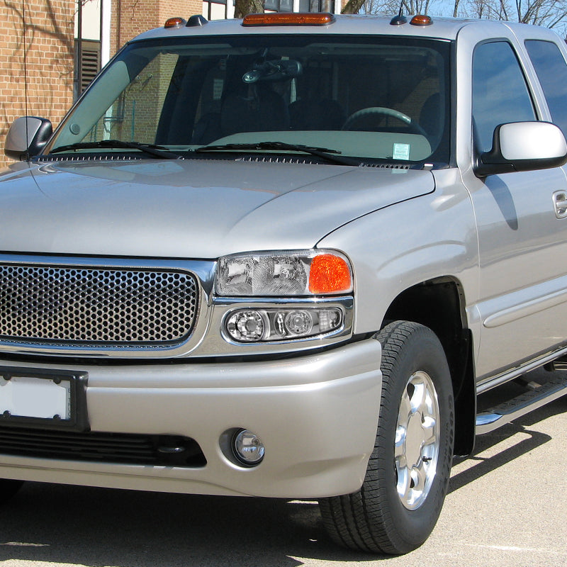 1999-2006 GMC Sierra/Yukonk/Yukon XL Crystal Headlights w/ Amber Reflector (Chrome Housing/Clear Lens)