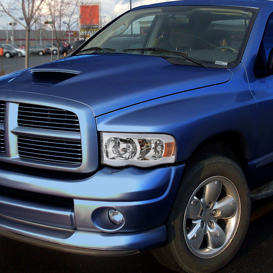2002-2005 Dodge RAM 1500 /2003-2005 Dodge RAM 2500/3500 LED Tube Factory Style Headlights (Chrome Housing/Clear Lens)
