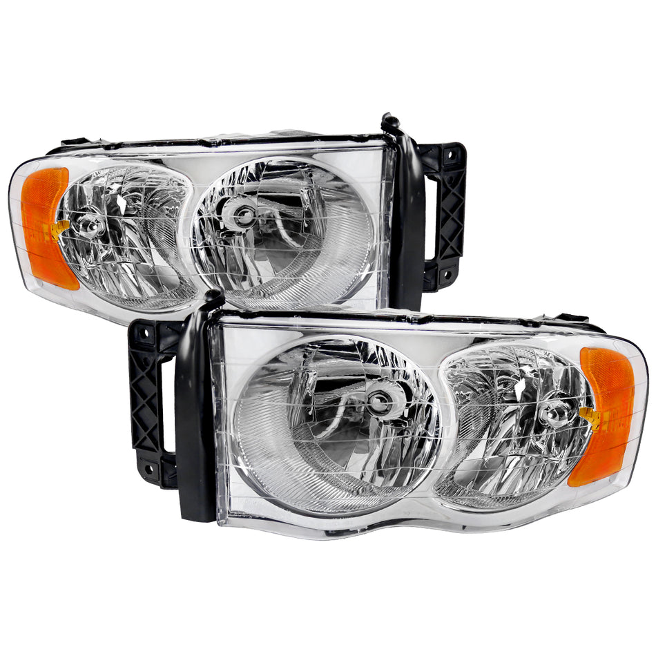 2002-2005 Dodge RAM 1500/ 2003-2005 RAM 2500 3500 Factory Style Headlights (Chrome Housing/Clear Lens)