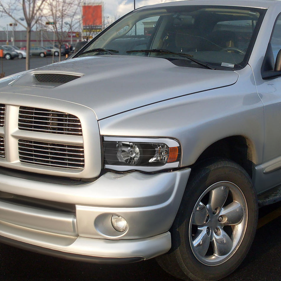 2002-2005 Dodge RAM 1500/2003-2005 Dodge RAM 2500/3500 LED Tube Factory Style Headlights (Matte Black Housing)/Clear Lens)