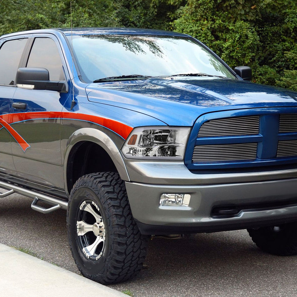 2009-2019 Dodge Ram 1500 2500 3500 Quad Style Headlights with LED Tube (Chrome Housing/Clear Lens)