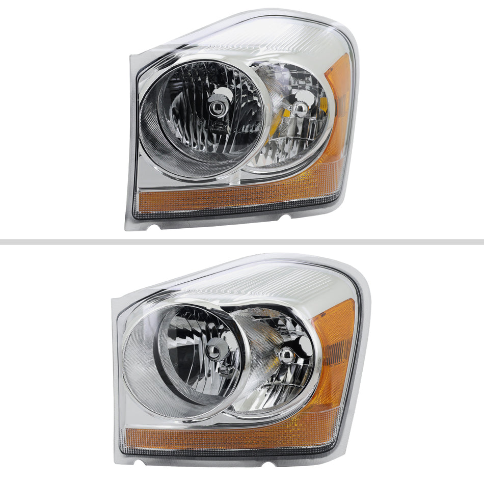 2004-2006 Dodge Durango Factory Style Headlights (Chrome Housing/Clear Lens)