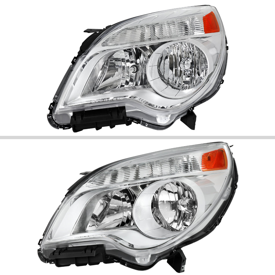 2010–2015 Chevrolet Equinox Factory Style Headlights (Chrome Housing / Clear Lens)
