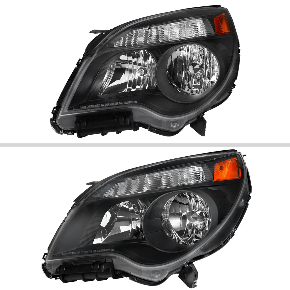 2010–2015 Chevrolet Equinox Factory Style Headlights (Matte Black Housing / Clear Lens)