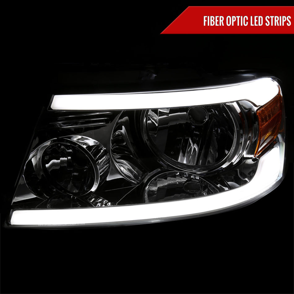 2004-2008 Ford F-150/ 2006-2008 Lincoln Mark LT LED Strip Factory Style Headlights (Chrome Housing/Clear Lens)
