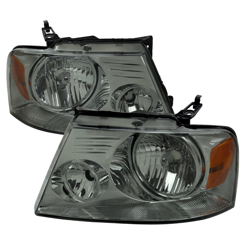 2004-2008 Ford F-150/2006-2008 Lincoln Mark LT Factory Style Headlights w/ Amber Reflector (Chrome Housing/Light Smoked Lens)