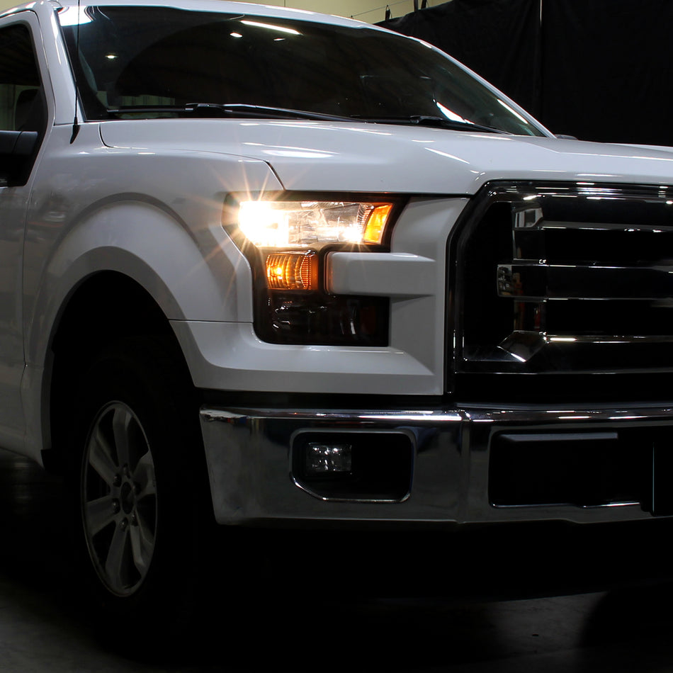 2015-2017 Ford F-150 Replacement Factory Style Headlights (Matte Black Housing/Clear Lens)