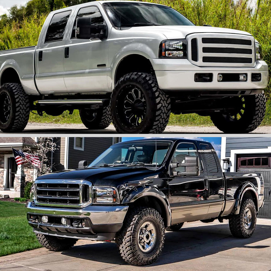 2005-2007 Ford F-250/F-350/F-450/F-550/Excursion Crystal Headlights (Matte Black Housing/Clear Lens)