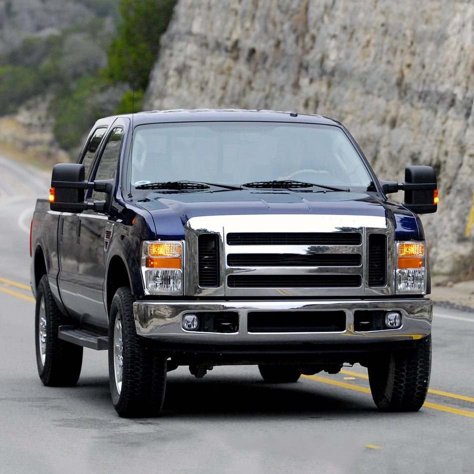 2008-2010 Ford F-250/F-350/F-450 Super Duty Factory Style Headlights w/ Amber Reflectors (Chrome Housing/Clear Lens)