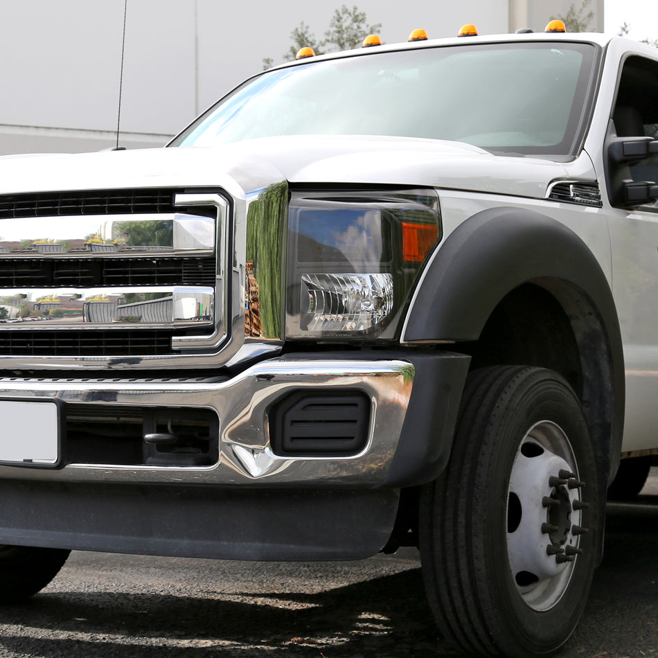 2011-2016 Ford F-250/F-350/F-450/F-550 Super Duty Factory Style Headlights w/ Amber Reflectors (Matte Black Housing/Clear Lens)