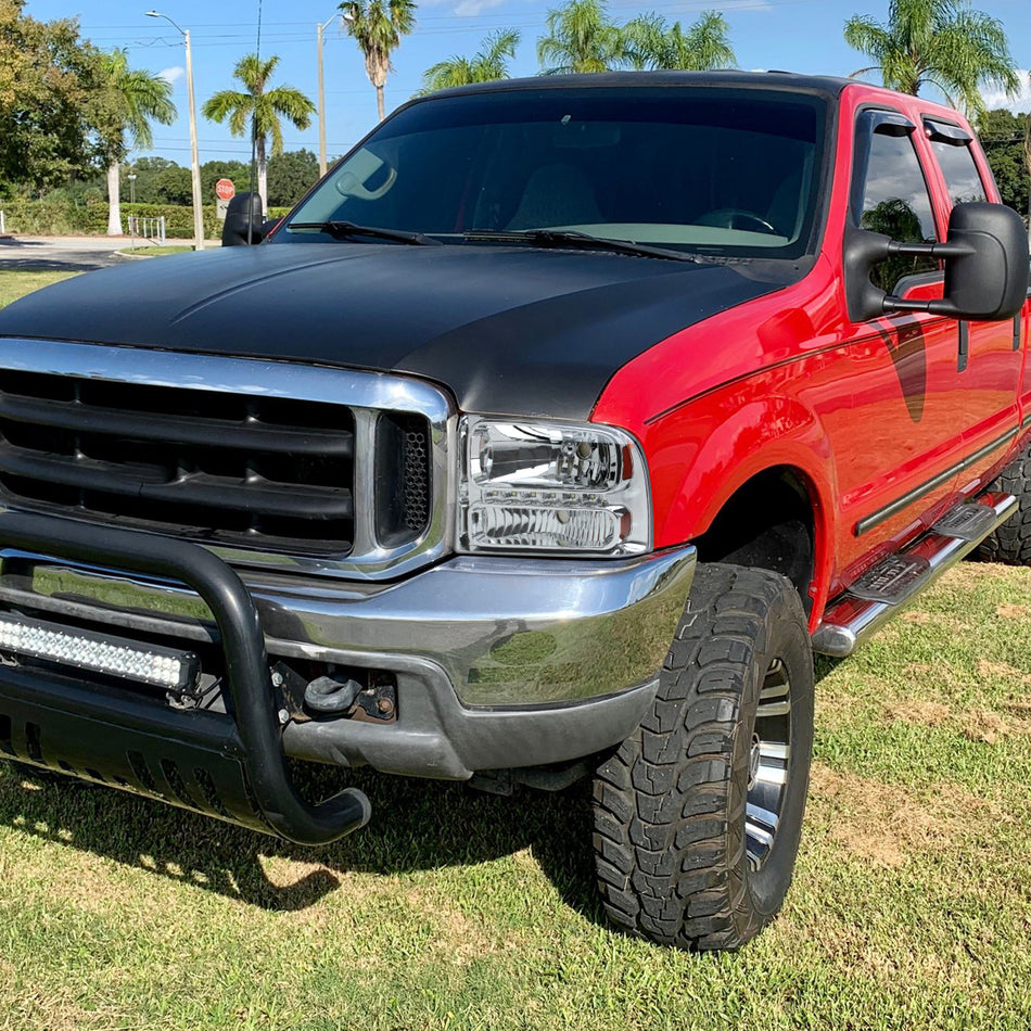 1999-2004 Ford F-250/F-350/F-450/F-550/Excursion Crystal Headlights w/ SMD LED Light Strip (Chrome Housing/Clear Lens)