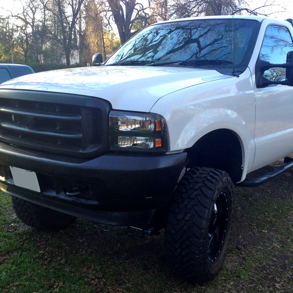1999-2004 Ford Excursion/F-250/F-350/F-450/F-550 Crystal Headlights (Matte Black Housing/Clear Lens)