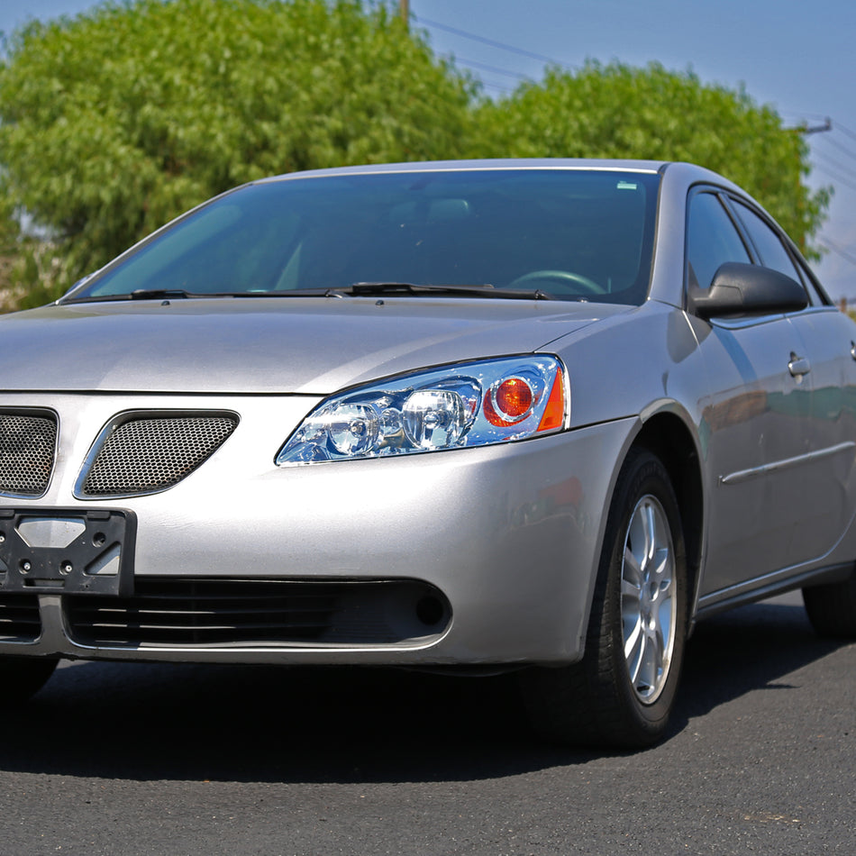 2005-2010 Pontiac G6 Factory Style Headlights w/ Amber Reflectors (Chrome Housing/Clear Lens)
