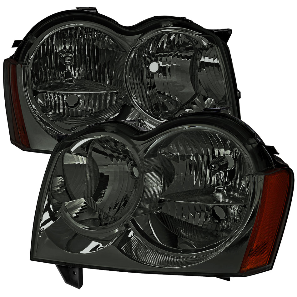 2005-2007 Jeep Grand Cherokee Factory Style Headlights (Chrome Housing/Smoked Lens)