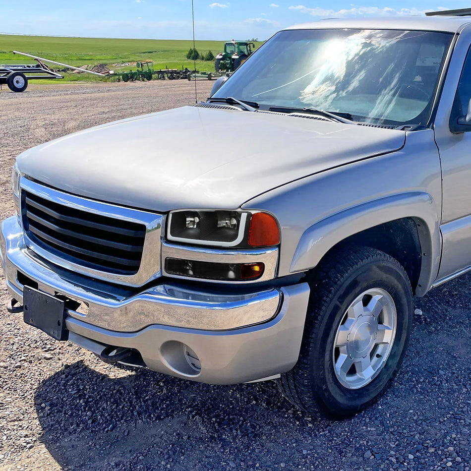 2001-2006 GMC Yukon Denali / XL LED Bar Factor Headlights (Matte Black Housing/Clear Lens)