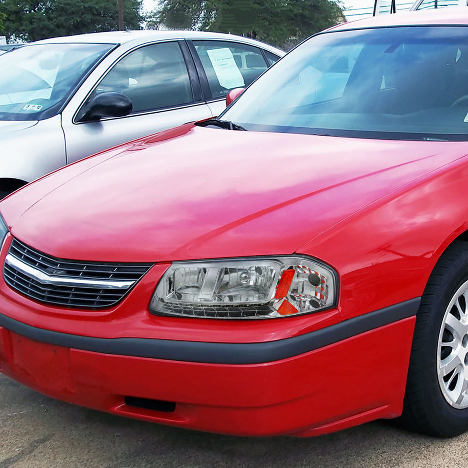 2000-2005 Chevrolet Impala Crystal Headlights w/ SMD LED Light Strip (Chrome Housing/Clear Lens)
