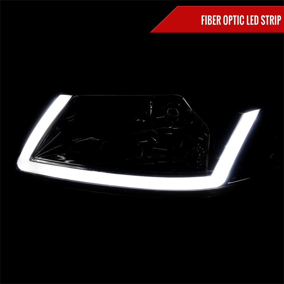 1999-2004 Ford Mustang LED Bar Factory Style Headlights with Amber Reflector (Chrome Housing/Smoked Lens)