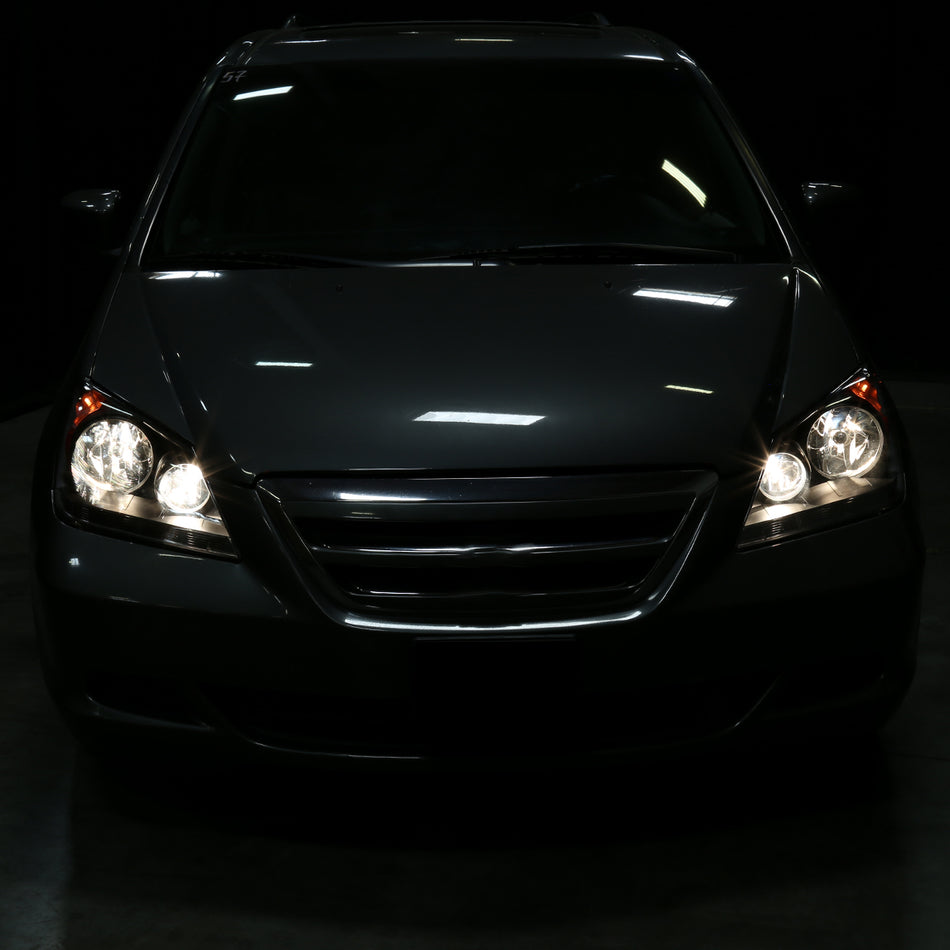 2005-2007 Honda Odyssey Factory Style Crystal Headlights w/ 9006 Bulbs (Matte Black Housing/Clear Lens)