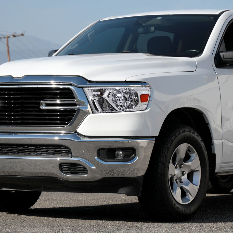2019-2024 Dodge Ram 1500 Factory Style Crystal Headlight - Driver Side Only (Chrome Housing / Clear Lens)